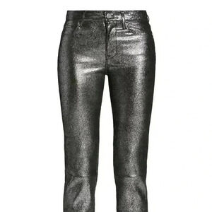 FRAME- NWT Le High Skinny Crop High Rise Silver /Black Jeans sz 24